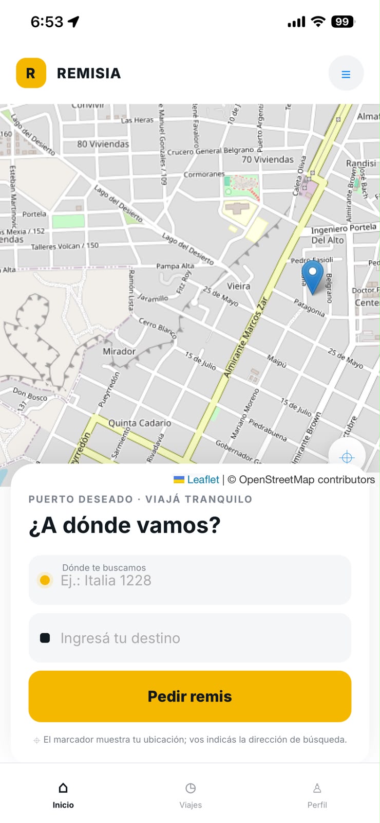 Aplicación de pasajero REMISIA