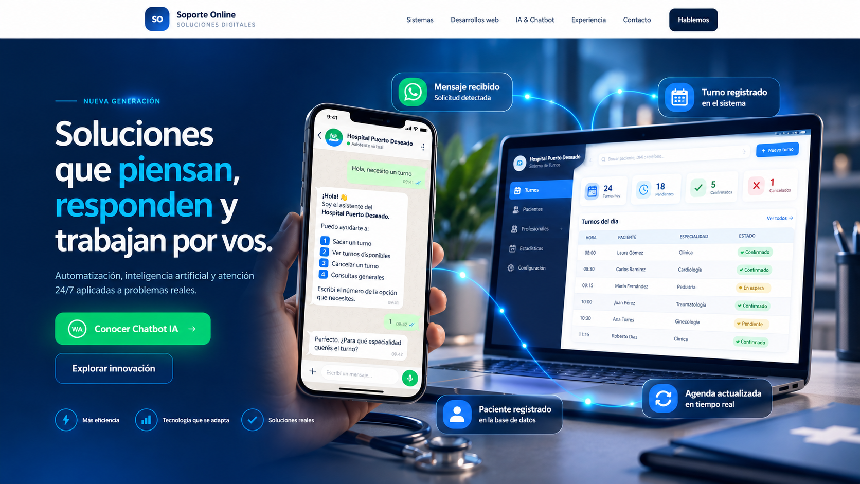 Automatización de turnos mediante asistente y sistema de gestión