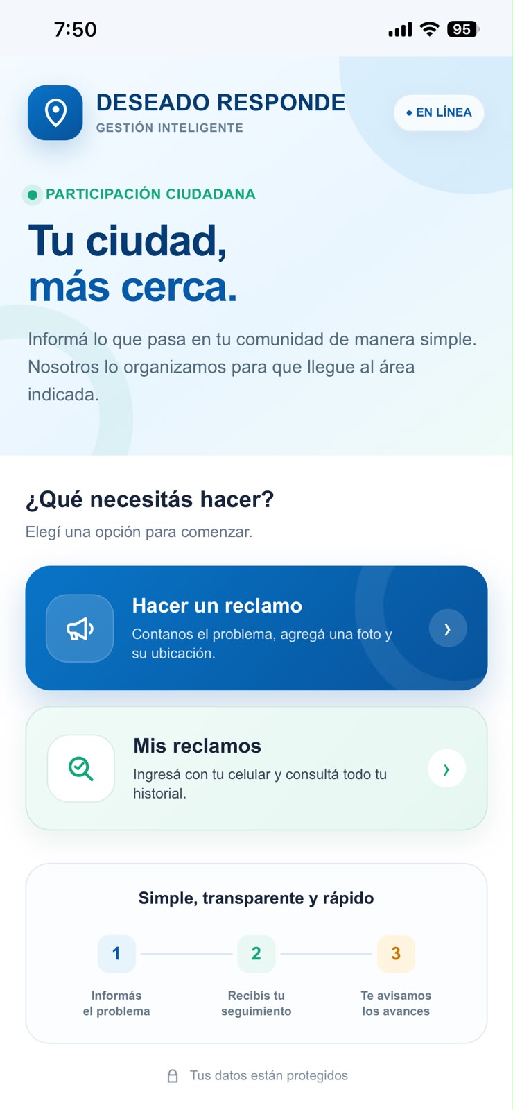 Sistema de reclamos municipales desde el celular